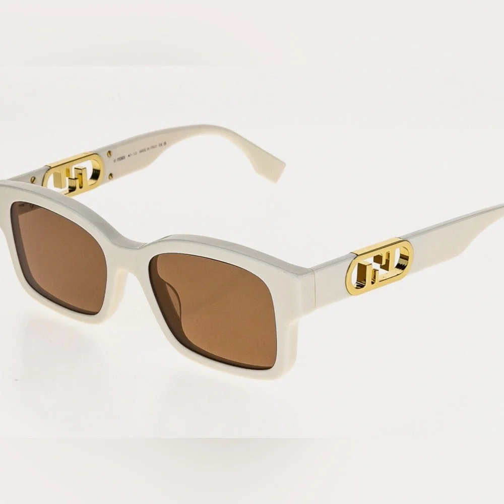 Authentic FENDI Square Acetate-frame Sunglasses in White - Like New